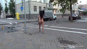 Entirely bare in public. bare on city streets