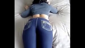 blue cock-squeezing stretch pants