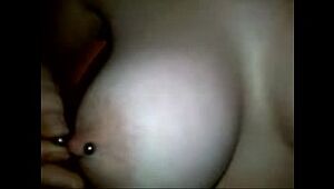 gf plays with her pierced puffies 3
