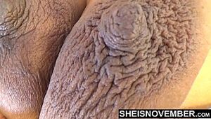 Dark-skinned Complexion Flesh Nymph With Pretty Enormous Dark Puffies and Large Areolas Cupcakes Wrung Harsh In Slow-motion While Laying On Her Side , Sheisnovember Meaty Baps Sagging Pov Msnovember