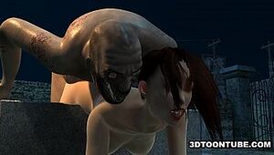 Huge-titted 3 dimensional animation honey getting banged rock-hard by a zombie